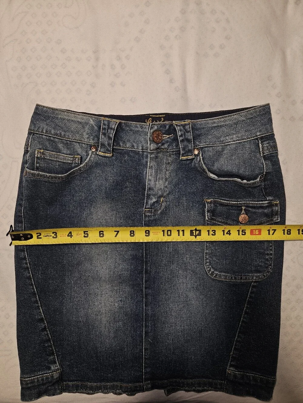 lola Blue Denim Pencil Skirt with Pocket Flap